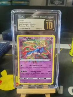 CGC 10 Pristine Vivid Voltage Zacian 082/185 Amazing Rare Holo Pokemon Low Pop - Image 1