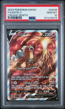 2023 POKEMON SWORD & SHIELD CROWN ZENITH #GG36 FULL ART/ENTEI V PSA 10 - Image 1