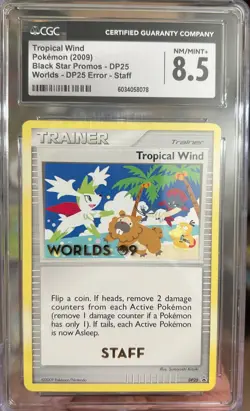 2009 Pokemon Promo World Championships Tropical Wind #DP25 (ERROR!)Staff CGC 8.5 - Image 1
