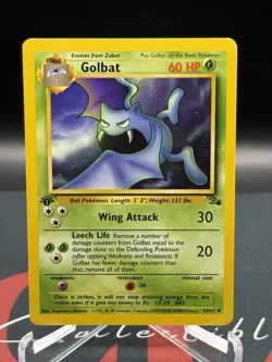 1st Edition 1999 Pokemon Golbat 34/62 Non Holo Fossil Vintage NM+ - Image 1