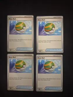 X4 Nest Ball 084/091 Or 181/198 Trainer Playset 4x Pokemon TCG SVI Or PAF NM - Image 1