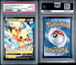 💎 PSA 10 Pikachu V 377/S-P Indonesian Pokemon Festival Jakarta Stamp Pop 108 - Image 3