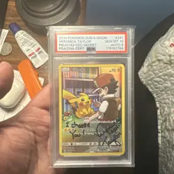 2019 POKEMON SUN & MOON COSMIC ECLIPSE SECRET #241 PIKACHU PSA 10 AUTO PSA 9 - Image 1