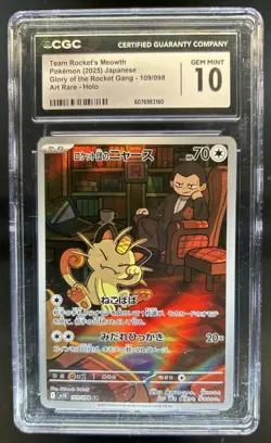 2025 Pokemon Team Rocket JP Rocket's Meowth Art Rare #109/098 CGC 10 - Image 1