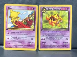 DARK KADABRA + ABRA - 1ST EDITION TEAM ROCKET [LP] VINTAGE POKEMON CARDS WOTC - Image 1