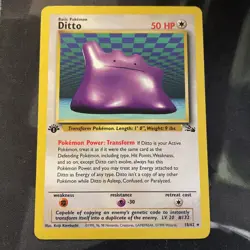 Ditto 3/62 1st Edition Pokemon TCG Fossil Holo Foil Rare Card Played MP+ - Image 1