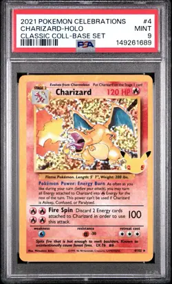 2021 POKEMON CELEBRATIONS CLASSIC COLLECTION #4 CHARIZARD-HOLO PSA 9 MINT CARD! - Image 2