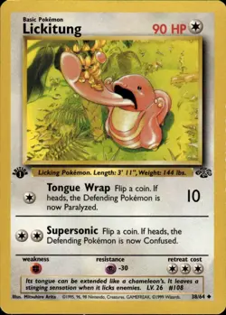 Lickitung Uncommon Jungle 38/64 Colorless 1st Edition Pokemon Card - Image 1