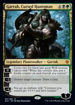 Garruk, Cursed Huntsman -Foil Light Play MTG Throne of Eldraine - Image 1