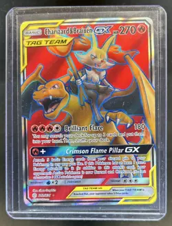 2019 Pokemon SM Cosmic Eclipse Charizard Braixen Tag Team #212/236 - Image 1