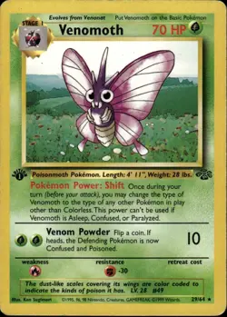 Venomoth 29 Rare Jungle 29/64 Grass 1st Edition Pokemon Card - Image 1