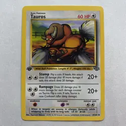 💥 Tauros 47/64 Jungle 1st Edition Stamp Non Holo Foil Pokemon 1999 Vintage Card - Image 1