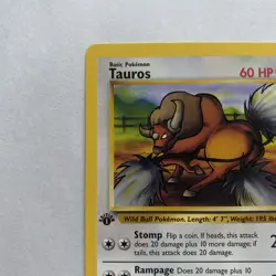 💥 Tauros 47/64 Jungle 1st Edition Stamp Non Holo Foil Pokemon 1999 Vintage Card - Image 3