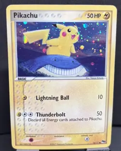 2007 Pokemon POP Series 5 Pikachu 12/17 Holo Inverted Back Error Holo Bleed - Image 1