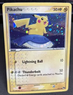 2007 Pokemon POP Series 5 Pikachu 12/17 Holo Inverted Back Error Holo Bleed - Image 2