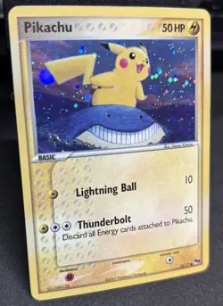 2007 Pokemon POP Series 5 Pikachu 12/17 Holo Inverted Back Error Holo Bleed - Image 3