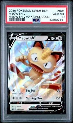 Pokemon Swsh Black Star Promo 004 Meowth V Special Collection PSA 10 GEM MINT - Image 1