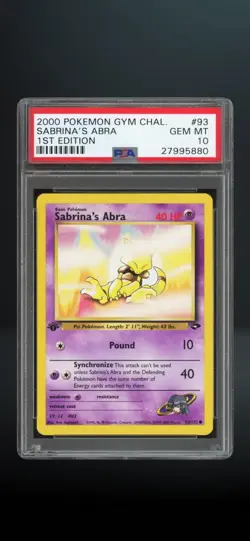 Pokemon TCG Sabrina's Abra PSA 10 93/132 Gym Challenge 1st Edition EN 2000 - Image 1