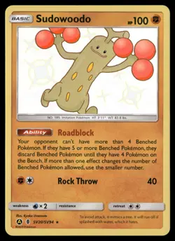 Sudowoodo Shiny Holo Rare Hidden Fates: Shiny Vault SV20/SV94 NM Pokemon TCG - Image 1