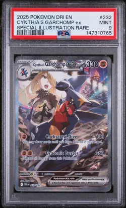 2025 POKEMON DRI EN-DESTINED RIVALS #232 CYNTHIA'S GARCHOMP EX PSA 9 - Image 1