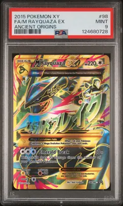 2015 POKEMON XY ANCIENT ORIGINS #98 FULL ART/M RAYQUAZA EX PSA 9 - Image 1