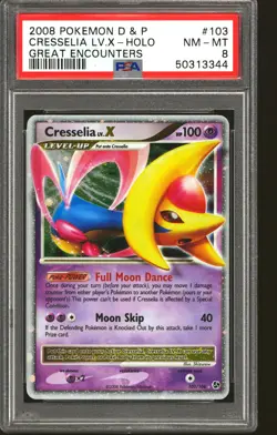 Pokemon D&P Great Encounters Cresselia Lv.X 103/106 PSA 8 - Image 1