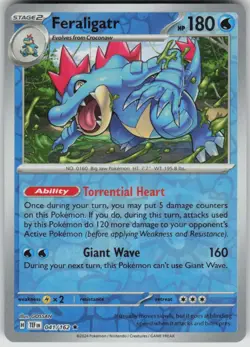 Pokemon Feraligatr Rare SV05: Temporal Forces 041/162 NM - Image 1