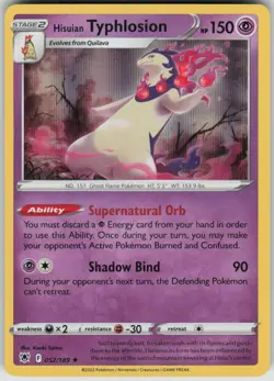 Pokemon Hisuian Typhlosion Holo Rare SWSH10: Astral Radiance 052/189 NM - Image 1