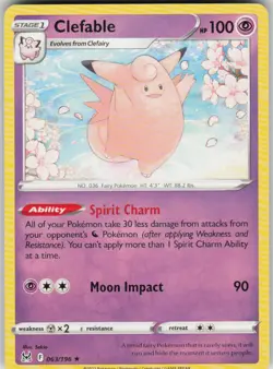 Pokemon Clefable Rare SWSH11: Lost Origin 063/196 NM - Image 1