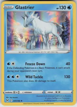 Pokemon Glastrier Holo Rare SWSH11: Lost Origin 051/196 NM - Image 1