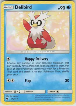 Pokemon Delibird Uncommon SM - Lost Thunder 57/214 NM - Image 1