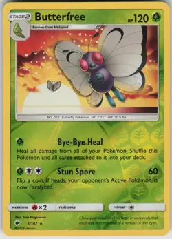 Pokemon Butterfree Rare SM - Burning Shadows 3/147 NM - Image 1