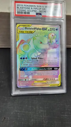 2019 BLASTOISE & PIPLUP GX SECRET TAG TEAM COSMIC ECLIPSE POKEMON PSA 9 #253 - Image 4