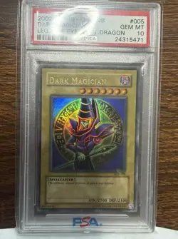 2002 Yugioh Legend Of Blue Eyes DARK MAGICIAN LOB-005 Original Unlimited PSA 10 - Image 1