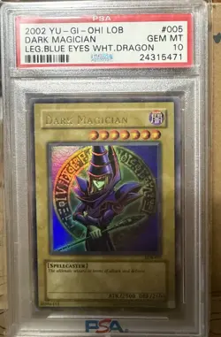 2002 Yugioh Legend Of Blue Eyes DARK MAGICIAN LOB-005 Original Unlimited PSA 10 - Image 2