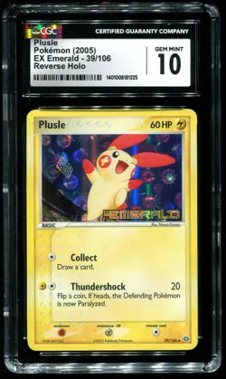 CGC 10 Plusle Reverse Holo EX Emerald 2005 Pokemon Card #39 - Image 1