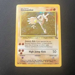 Pokemon TCG Hitmonlee Fossil Holo Card 7/62 Unlimited Rare, LP Condition - Image 1