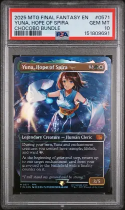 Yuna, Hope of Spira - MtG Final Fantasy Chocobo Track Foil Card #0571 - PSA 10! - Image 1