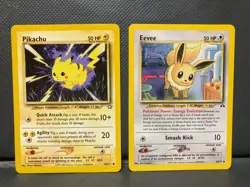 PIKACHU & EEVEE [NM/LP] NEO DISCOVERY/GENESIS VINTAGE POKEMON CARDS - Image 1