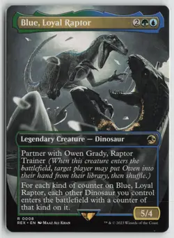 Blue, Loyal Raptor (Borderless) LP 8 Jurassic World Magic: The Gathering - Image 1