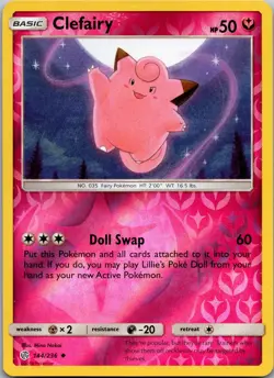 Clefairy 144/236 Uncommon Cosmic Eclipse Pokemon Reverse Holo Near Mint - Image 1