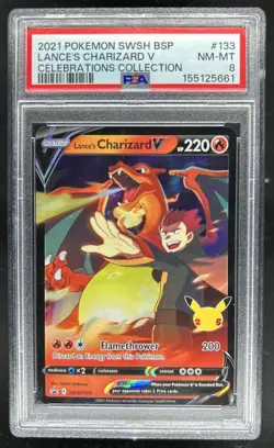 2021Pokemon SWSH Black Star Promos Lance's Charizard V #SWSH133 PSA 8 - Image 1