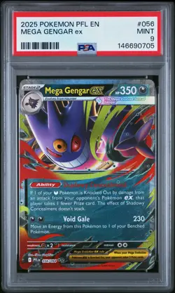 2025 POKEMON PFL EN-PHANTASMAL FLAMES #056 MEGA GENGAR EX PSA 9 - Image 1
