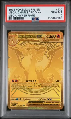 2025 POKEMON PFL EN-PHANTASMAL FLAMES MEGA HYPER RARE MEGA CHARIZARD X EX PSA 10 - Image 1