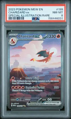 2023 POKEMON MEW EN-151 SPECIAL ILLUSTRATION RARE #199 CHARIZARD EX PSA 8 - Image 1