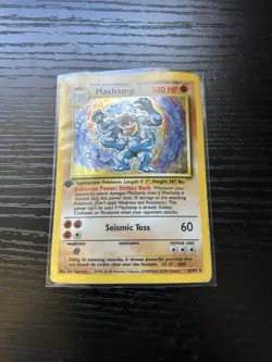 Pokemon Machamp 1st Edition Holo Base Set 8/102 Heavily Played - Image 1