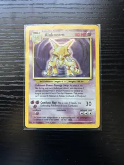 Pokemon TCG Alakazam Holo Base Set 1/102 1999 Heavily Played - Image 1