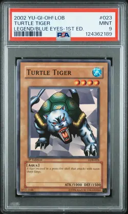 2002 YU-GI-OH! LEGEND OF BLUE EYES WHITE DRAGON 1ST EDITION TURTLE TIGER PSA 9 - Image 1