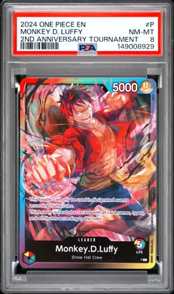 2024 ONE PIECE PROMOS 2ND ANNIVERSARY TOURNAMENT #P MONKEY D. LUFFY PSA 8 - Image 1