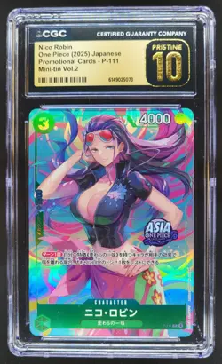 2025 ONE PIECE JP NICO ROBIN PROMO P-111 MINI-TIN CGC 10 PRISTINE O PT - Image 1